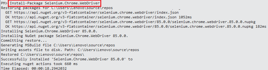 Install Package Selenium Chromedriver