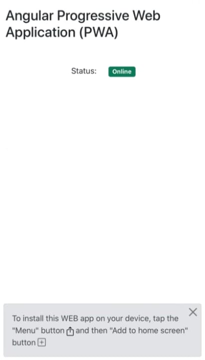 Angular Progressive Web Application (PWA) - iOS add application