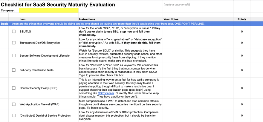 SaaS Security Maturity Checklist