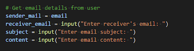 simple script to send emails in python - get email content from user