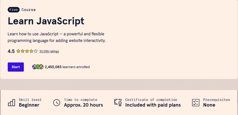 best free courses to learn Javascript