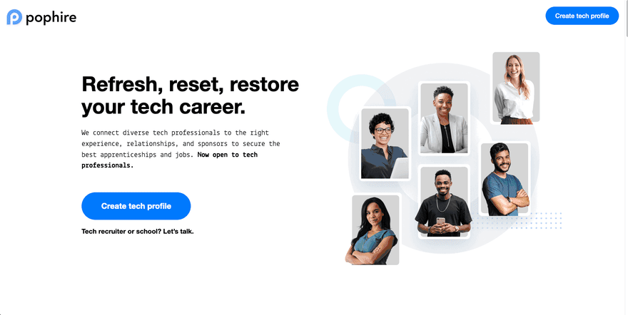 PopHire landing page