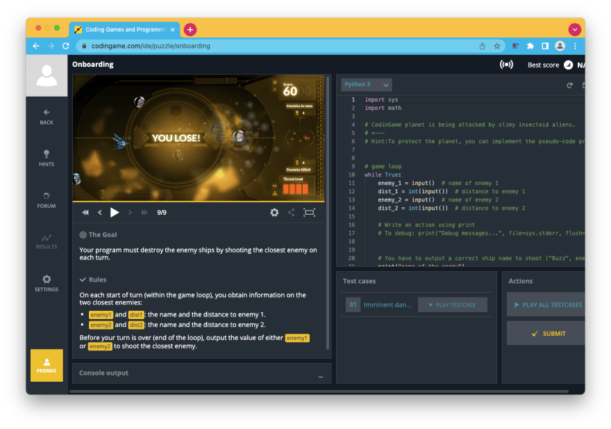 CodinGame para aprender JavaScript