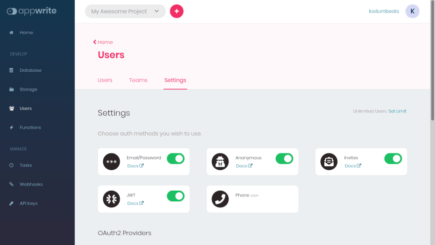 Control Auth Methods