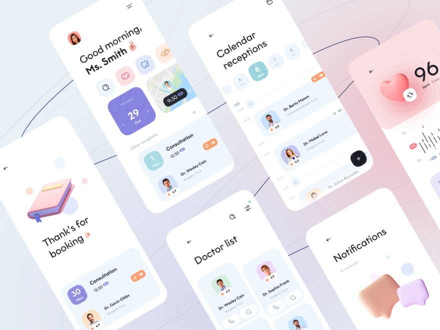 by [Anastasia](https://dribbble.com/shots/17257062-Medical-service-Mobile-App)