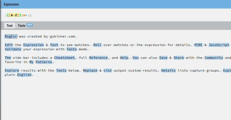RegExr preview