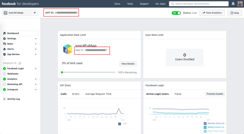 Pick Facebook App ID from Facebook Developer console