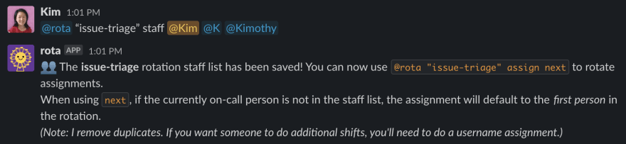 add a staff list to an existing rotation