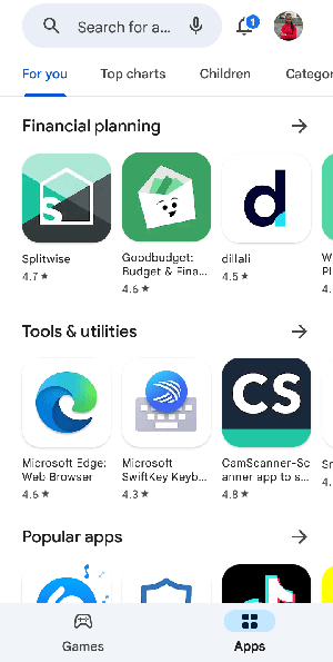 Google Play Store on mobile