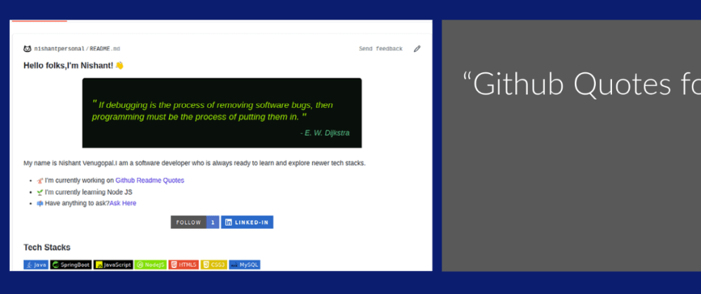 GitHub Profile README : Animated Dynamic Quote Generator - DEV Community
