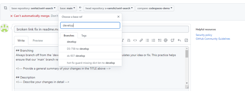 Changing_default_comparing_branch