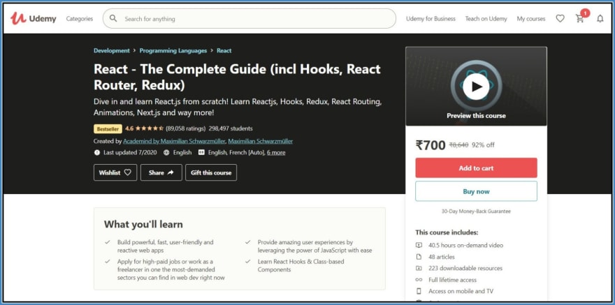 React – The Complete Guide – Udemy