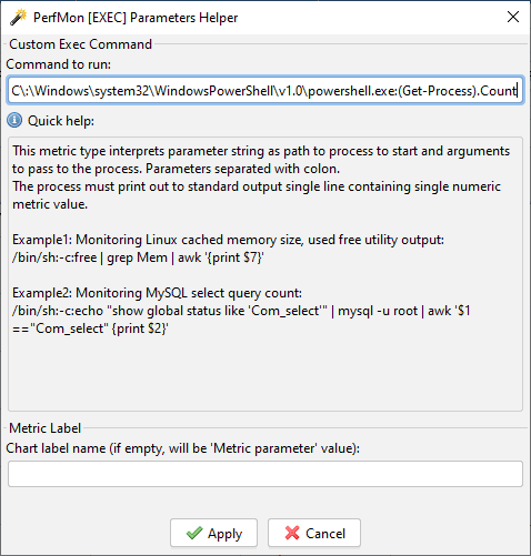 PerfMon Parameters Help