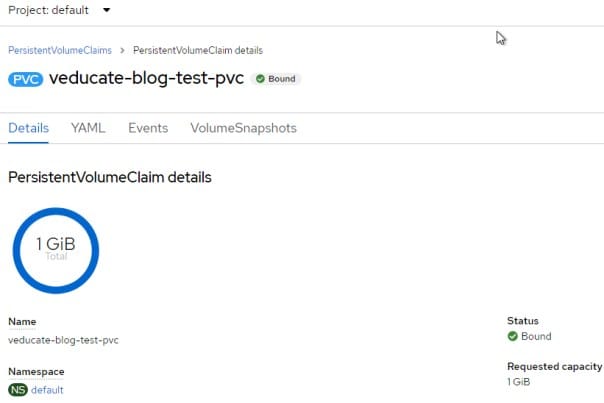 openshift - persistent volume claim - status bound