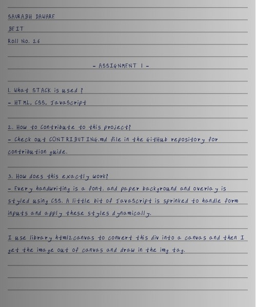 handwritten assignment writer