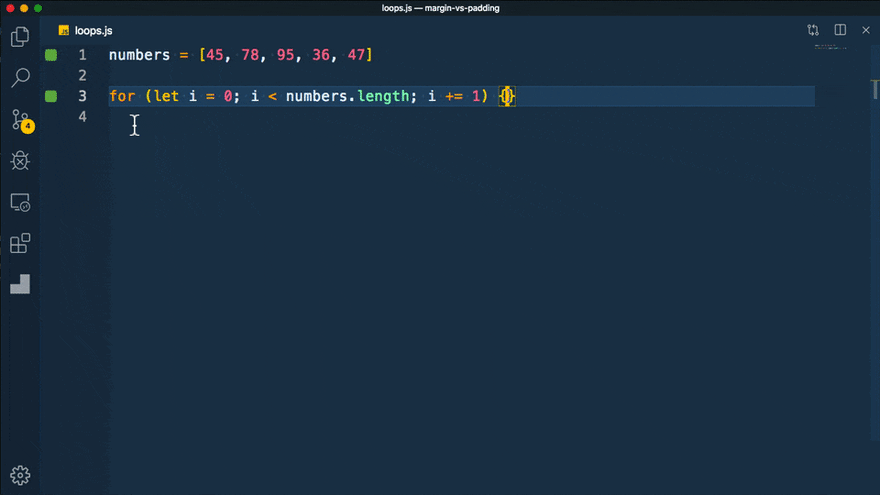 for each loop in js