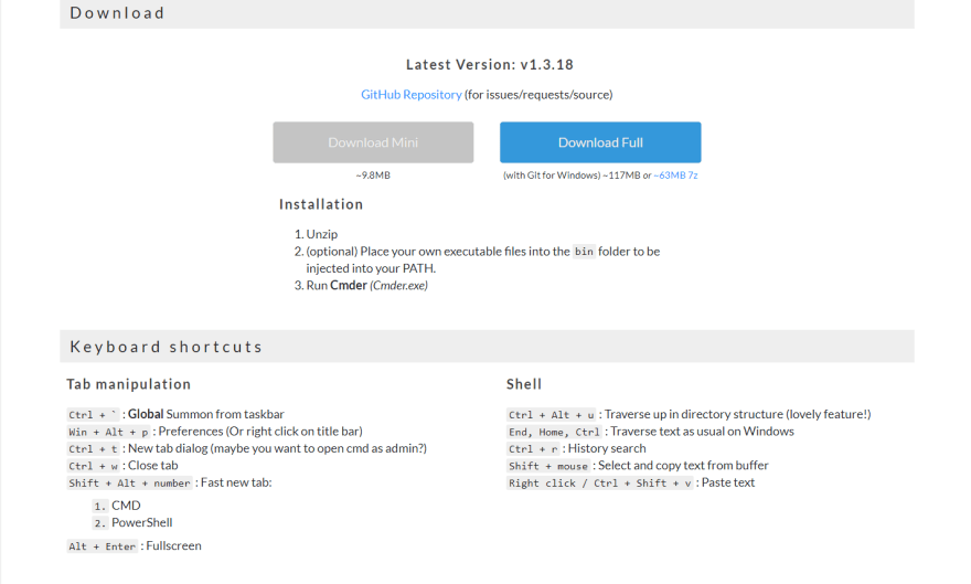 cmder download page
