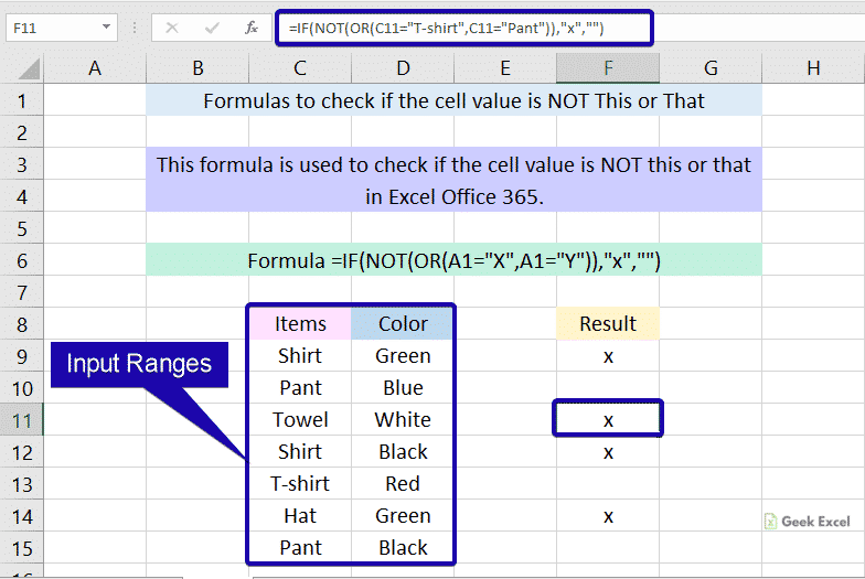 If cell value is NOT this or that