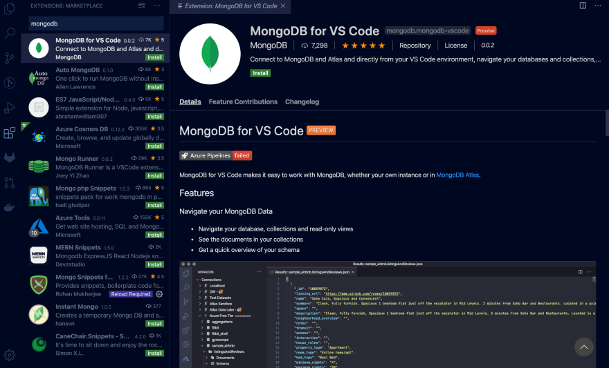 VS Code 的 MongoDB 扩展