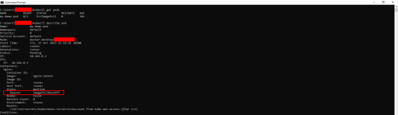 kuberneste imagepullbackoff