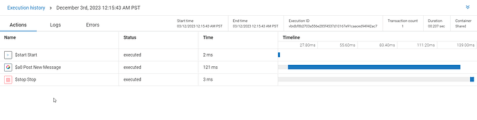 Workflow execution history