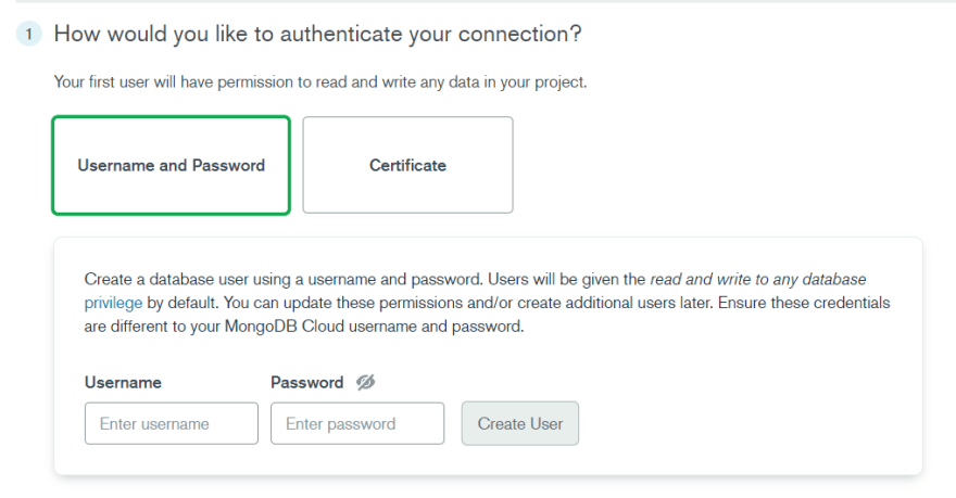 Mongo DB account config