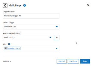 Mailchimp trigger configuration