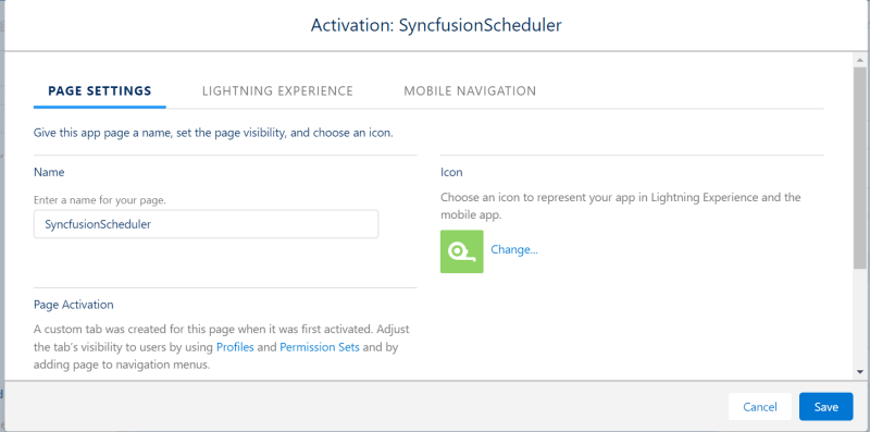 Activate the custom Scheduler component with the name SyncfusionScheduler