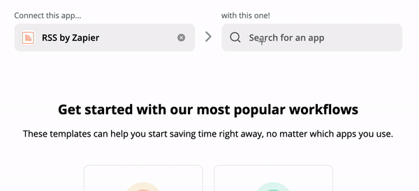 Animated: User Selects Bitly for second integration revealing Zapier's task lists. The user choses 'new feed item' as the trigger and 'create bitly link' for the action.