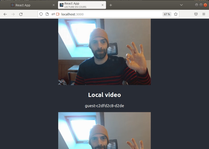 screenshot of video chat application