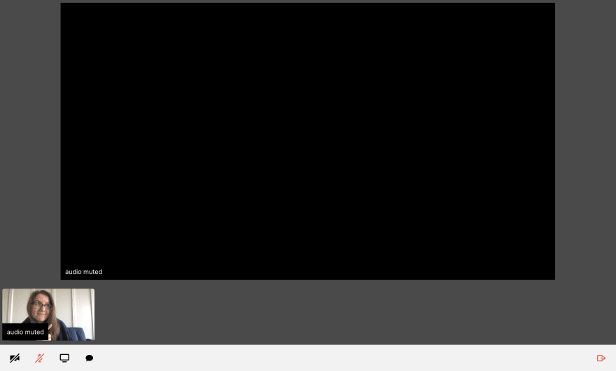 Video chat app with audio muted and empty black tile