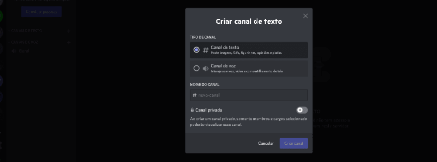 Eu vou criar o seu servidor no Discord