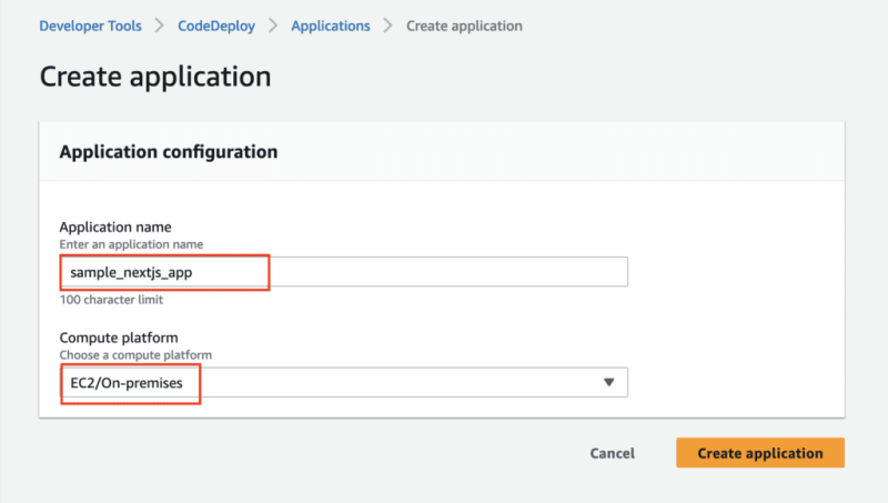 Create CodeDeploy application