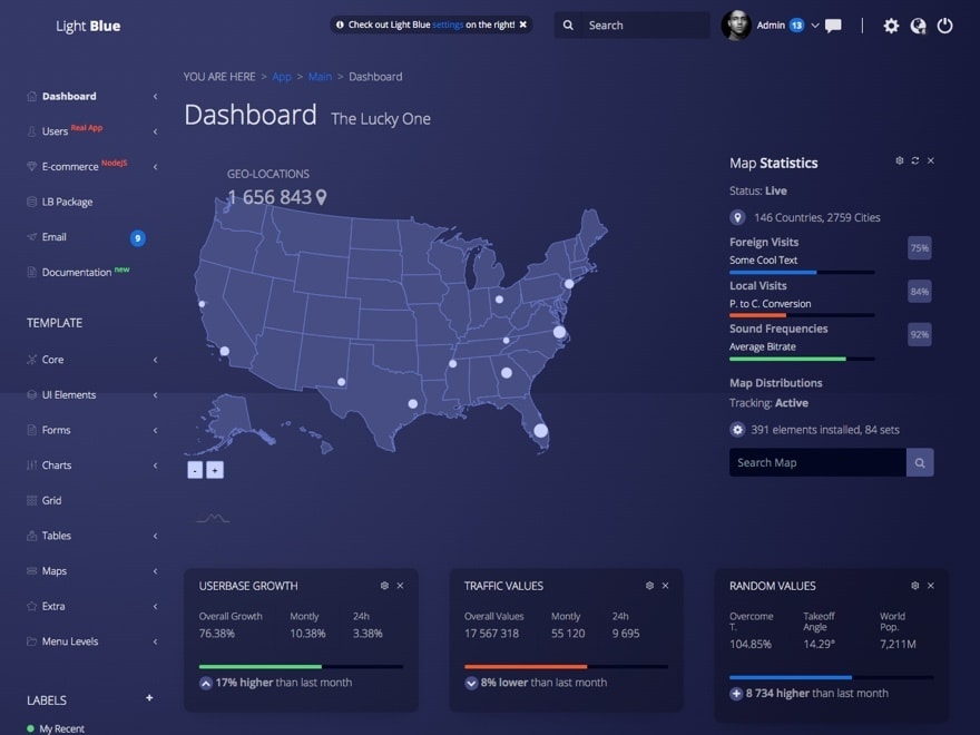 قالب Light Blue React Dashboard برای React