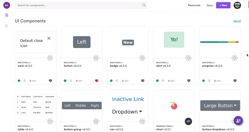 Example: Angular components on bit.dev