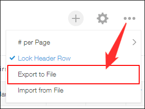 App List View > Option Drop-down List > Export to File Button