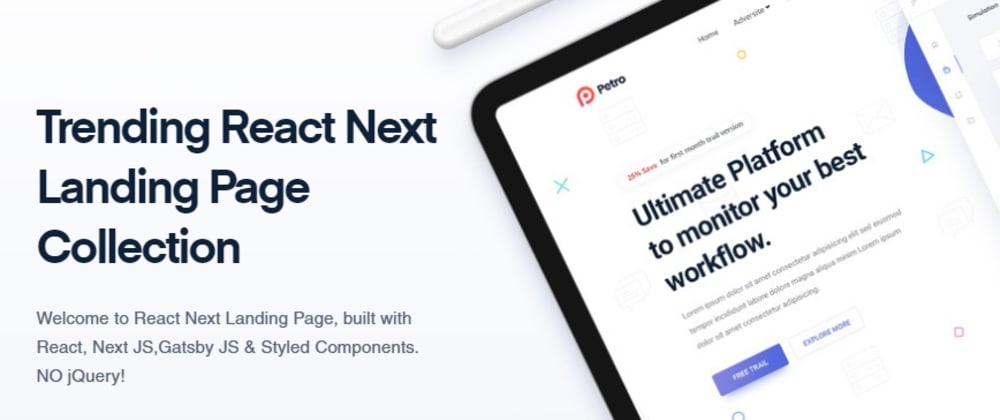 Cover image for React Gatsby Next js Landing Page Collection
