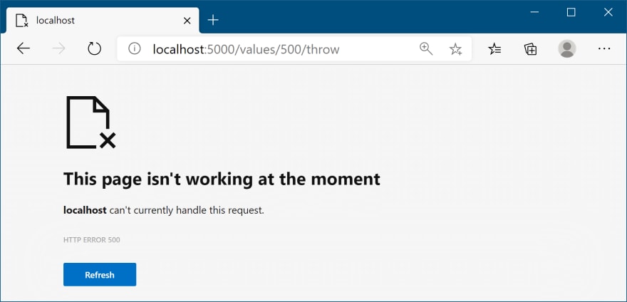Production exception page
