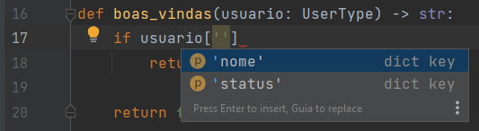 Sugestão de autocomplete para o usuário
