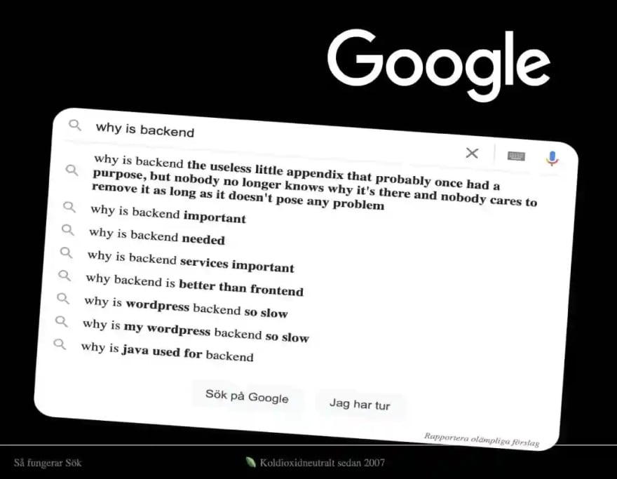 Google search autocomplete for backend is