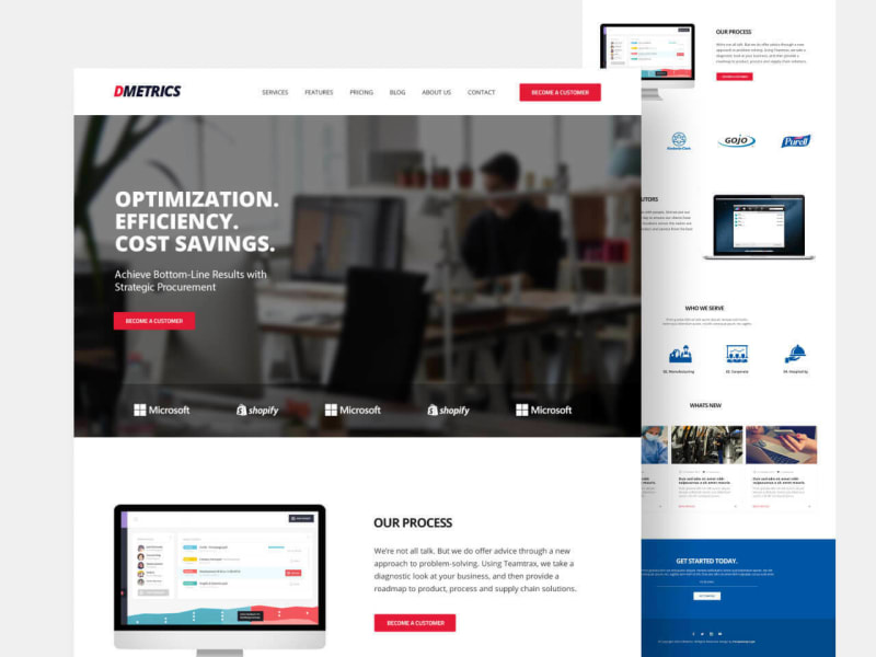 DMetrics – Free Landing Page PSD for Web App