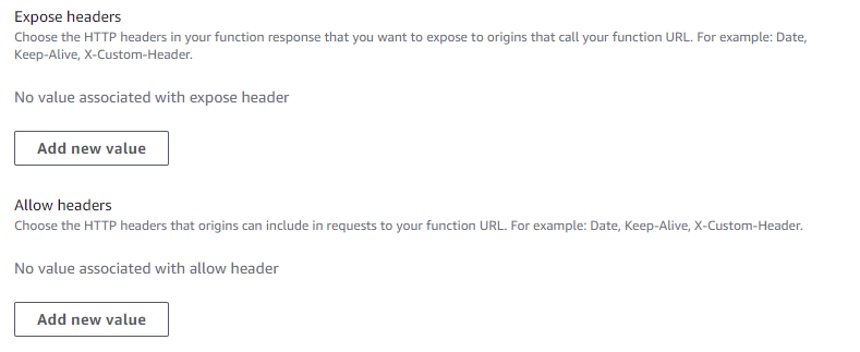 Configuring headers which can be allowed or exposed