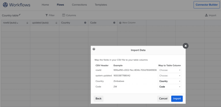 Importing a CSV file