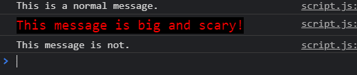 Big Scary Console Message