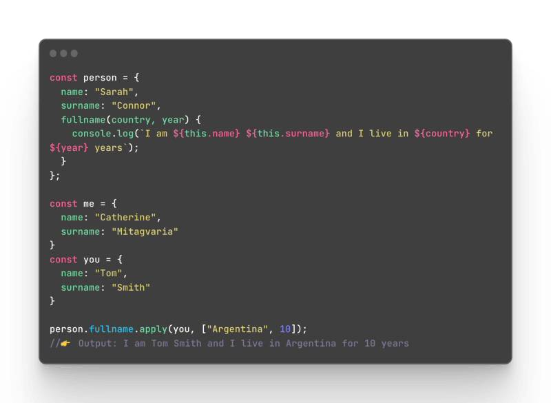 Using arguments with the call method