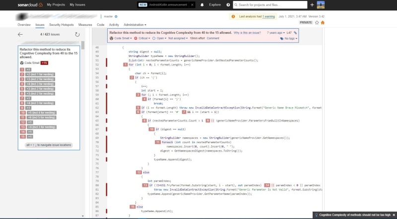Detailed line by line penalty assignment
