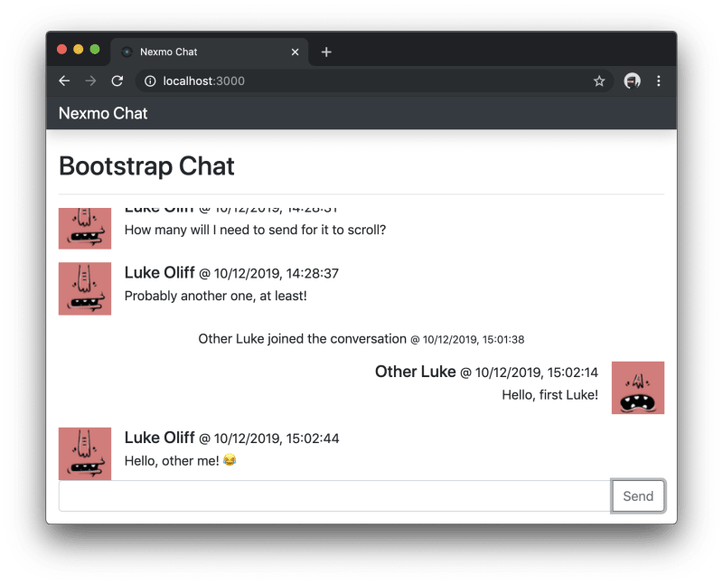 Chat application using multiple users