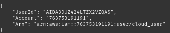 return of aws sts get-called-identity