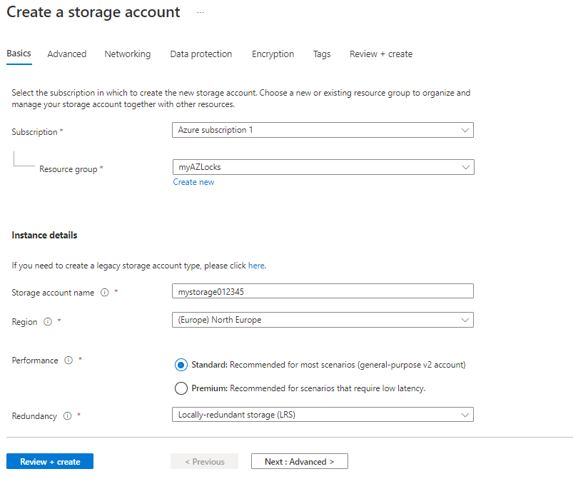 storage account page