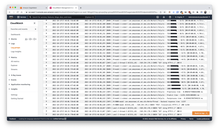 AWS SageMaker logs